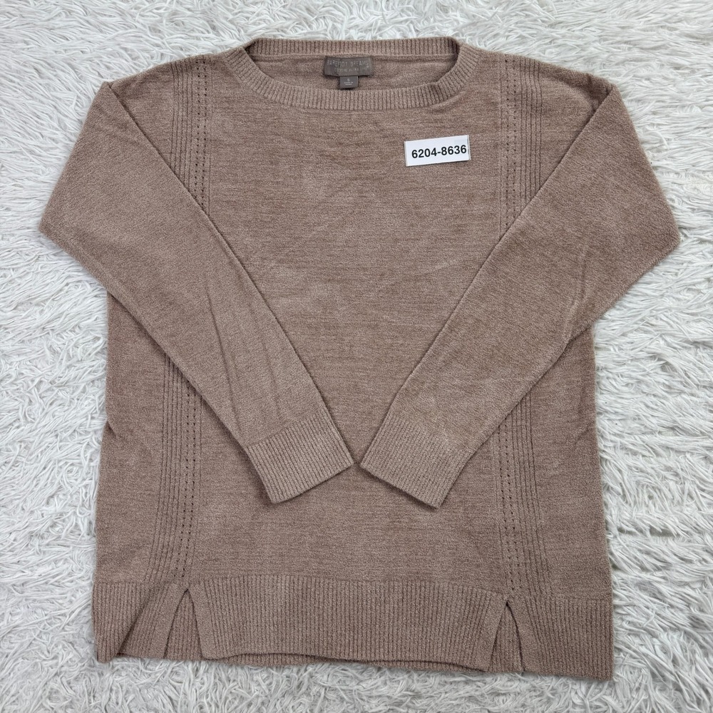 Barefoot Dreams Sweater Womens S Beige Ultra Lite Dockside Pointelle Pullover - Picture 10 of 10